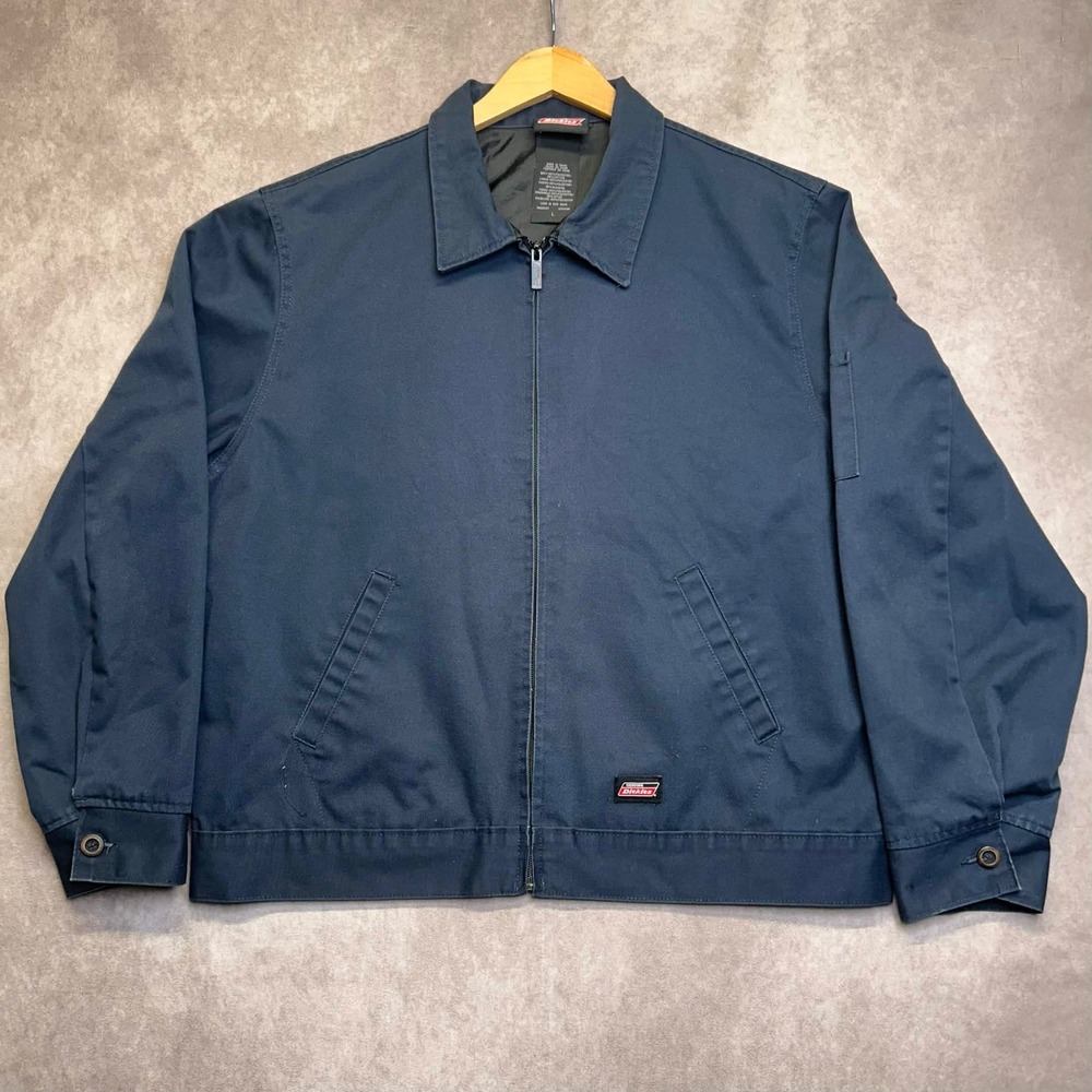 Dickies Mens Eisenhower Work Jacket Navy Blue Large Full Zip Utility Coat